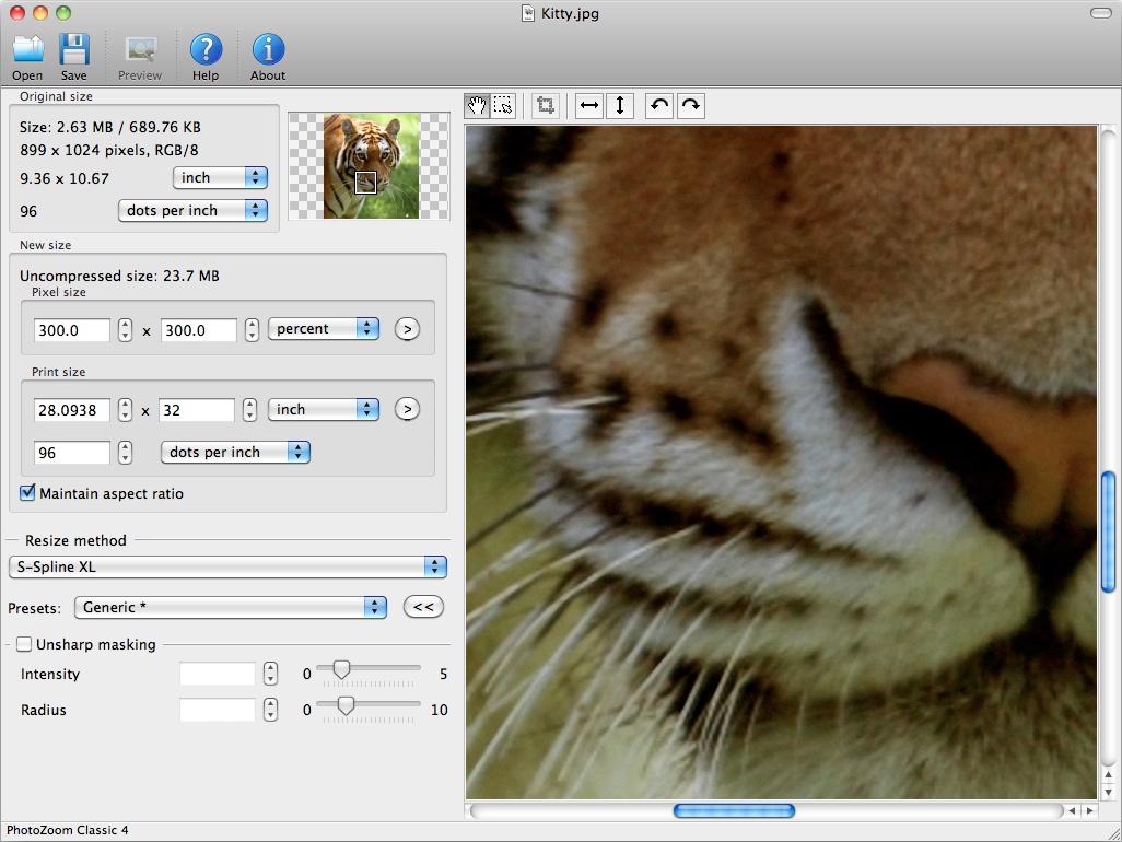 PhotoZoom Classic for Mac screenshot